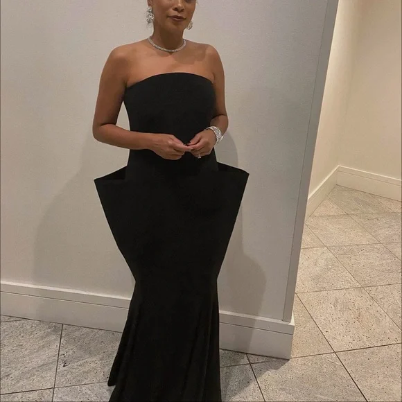 Norma Kamali Strapless Wing Fishtail Gown in Black - Picture 2 of 9